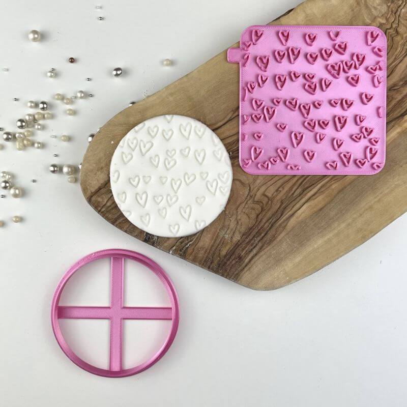 Sketched Hearts Valentine's Texture Tile Cookie Cutter and Stamp