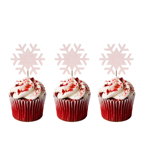 Snowflake Glitter Christmas Cupcake Toppers