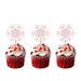 Christmas Snowflake Cupcake Toppers - Glittery White and Silver - Pack of 8