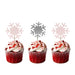 Snowflake Glitter Silver and White Christmas Cupcake Toppers