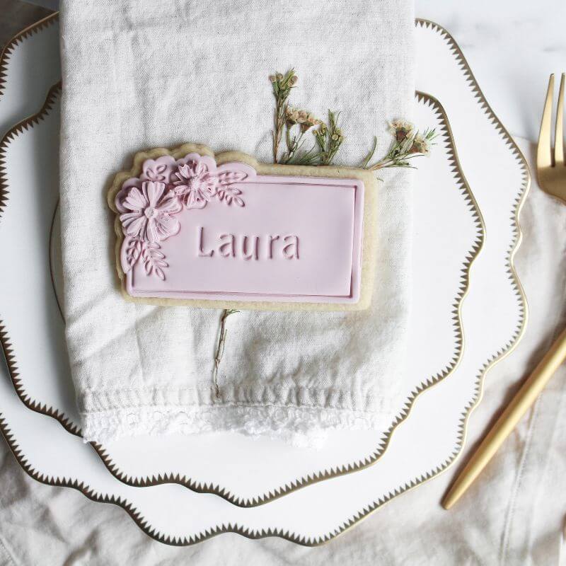 Rectangle with Flowers Cookie Cutter and Stamp