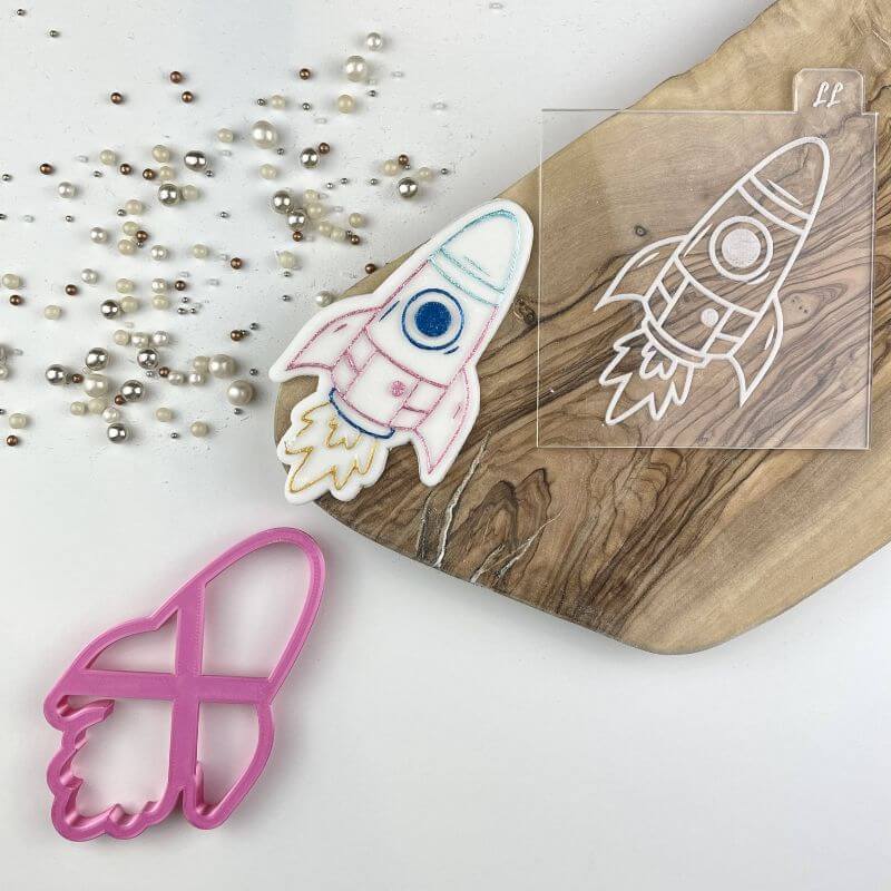 Space Rocket Cookie Cutter and Embosser