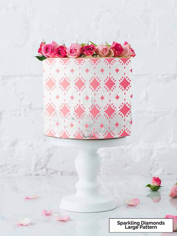 Sparkling Diamonds Large Pattern Cake Stencil - Full Size Design