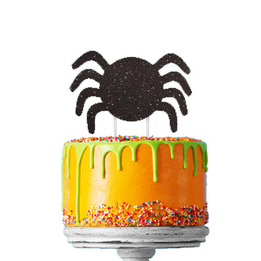 Spider Glitter Cake Topper Black