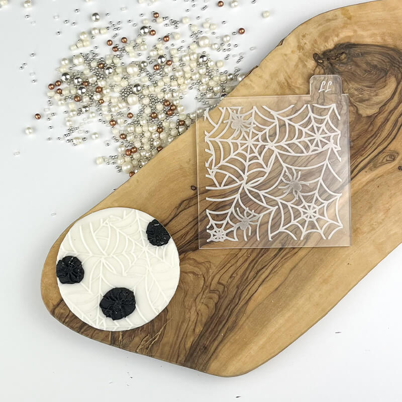 Spider Web Halloween Texture Tile Cookie Embosser