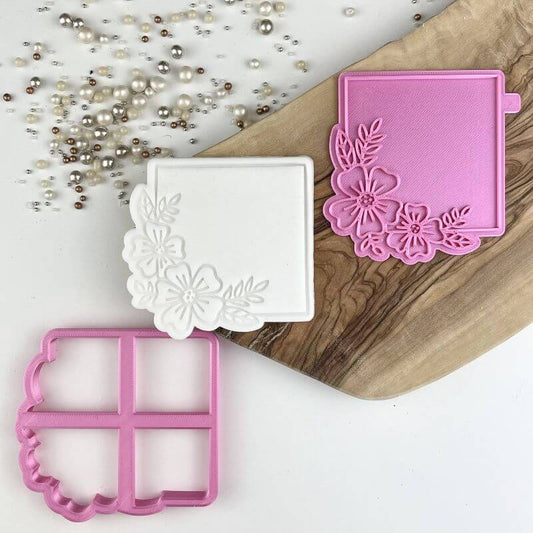 Square with Flowers Cookie Cutter and Stamp