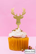 LissieLou Stag Heads Cupcake Topper Premium 3mm Acrylic Mirror Gold