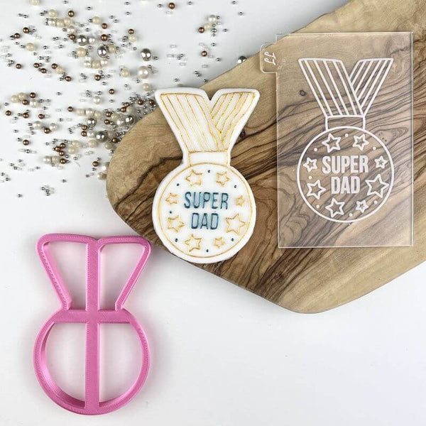 Super Dad Medal Father's Day Cookie Cutter and Embosser