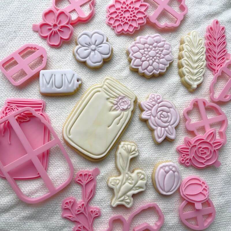 Jar and Flowers Set Mother's Day Cookie Cutter and Stamp