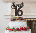 Sweet 16 Birthday 16th Cake Topper Glitter Card Glitter Black