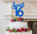 Sweet 16 Birthday 16th Cake Topper Glitter Card Glitter Dark Blue