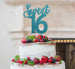 Sweet 16 Birthday 16th Cake Topper Glitter Card Glitter Light Blue