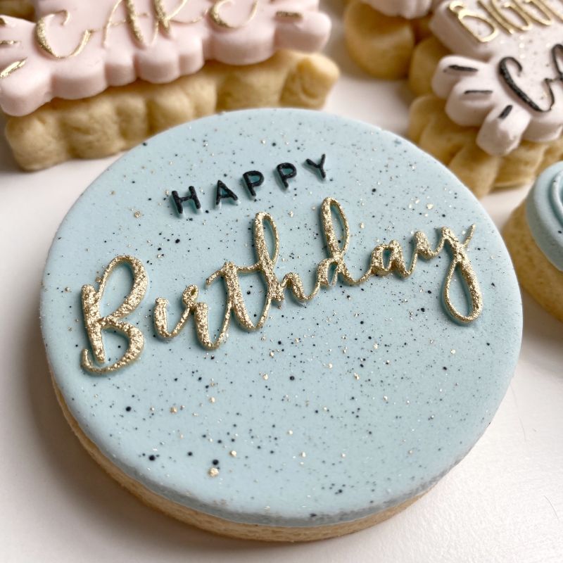 Happy Birthday in Two Fonts Cookie Embosser