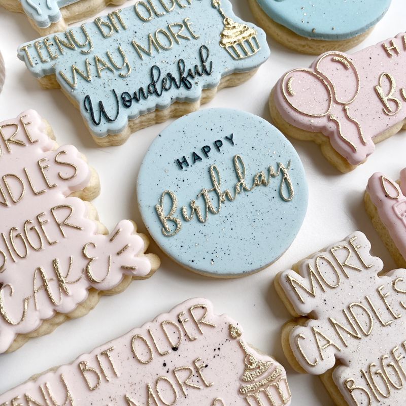 Happy Birthday in Two Fonts Cookie Embosser