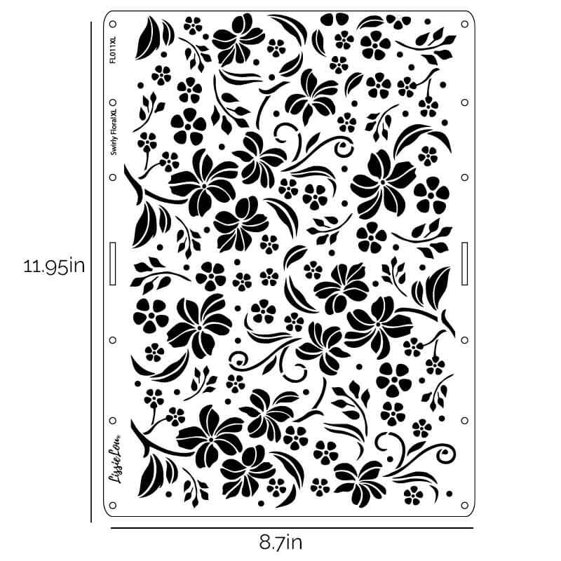 Swirly Floral Cake Stencil - XL Design Size