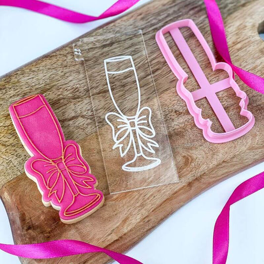 Champagne Glass with Bow Hen Party Cookie Cutter and Embosser