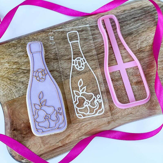 Champagne Bottle Style 2 Hen Party Cookie Cutter and Embosser