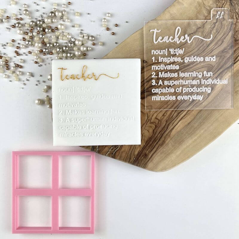 Teacher Definition Teacher Cookie Cutter and Embosser by The Three Biscuiteers