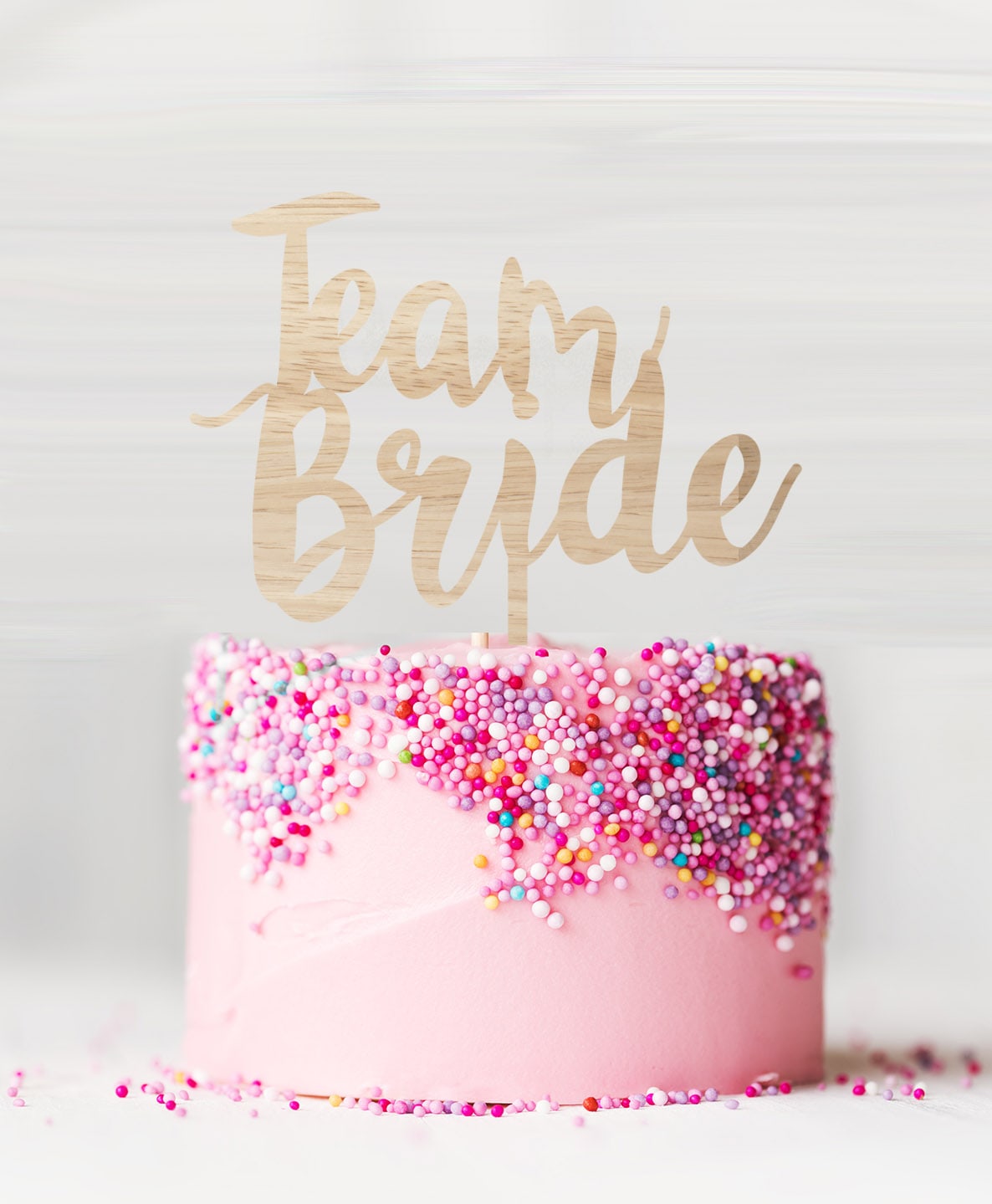 Team Bride Birch Wood Cake Topper 