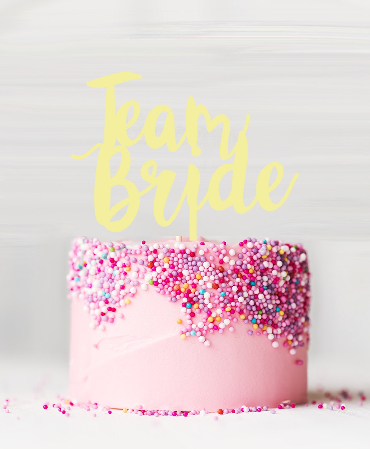 Team Bride Acrylic Cake Topper Lemon Sorbet