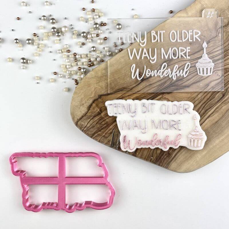 Swirls and Curls Teeny Bit Older Birthday Cookie Cutter and Embosser