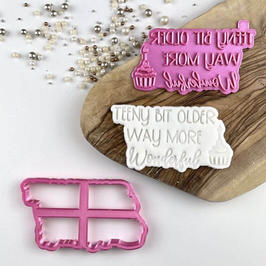Swirls and Curls Teeny Bit Older Birthday Cookie Cutter and Stamp