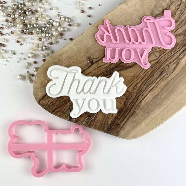 Thank You in Two Fonts Teacher Cookie Cutter and Stamp by The Three Biscuiteers