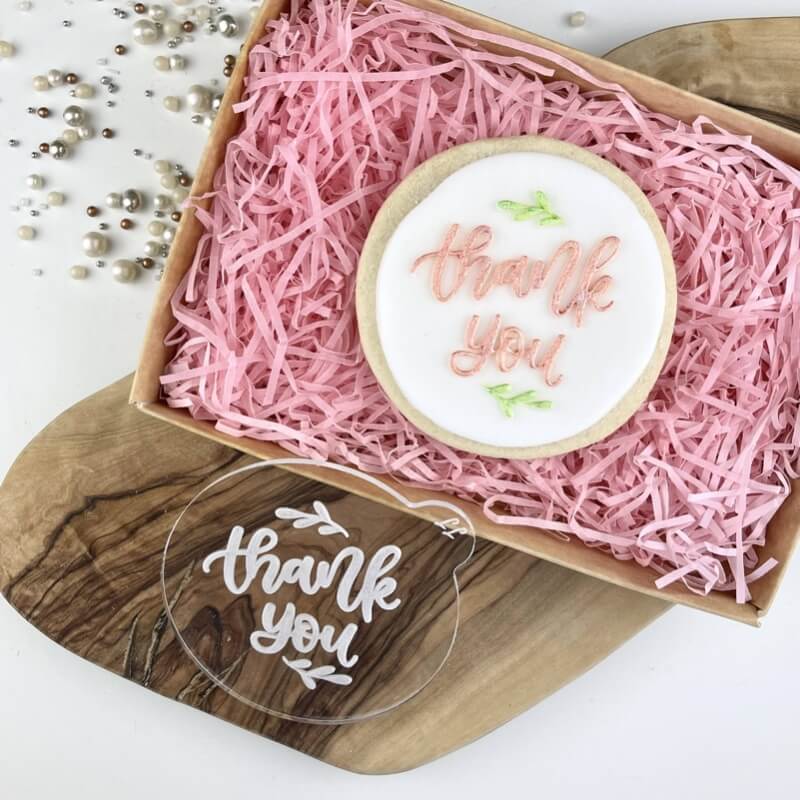 Thank You in Curly Font Wedding Cookie Embosser
