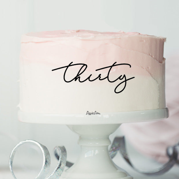 thirty Font Style Number Cake Motif