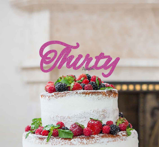 Thirty Birthday Cake Topper 30th Glitter Card Hot Pink