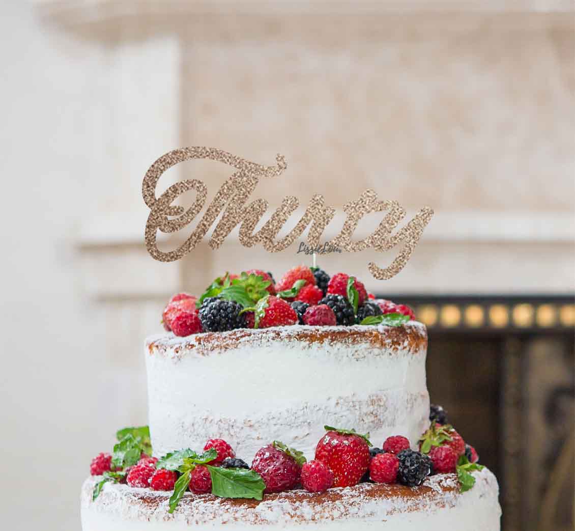 Thirty Birthday Cake Topper 30th Glitter Card Rose Gold