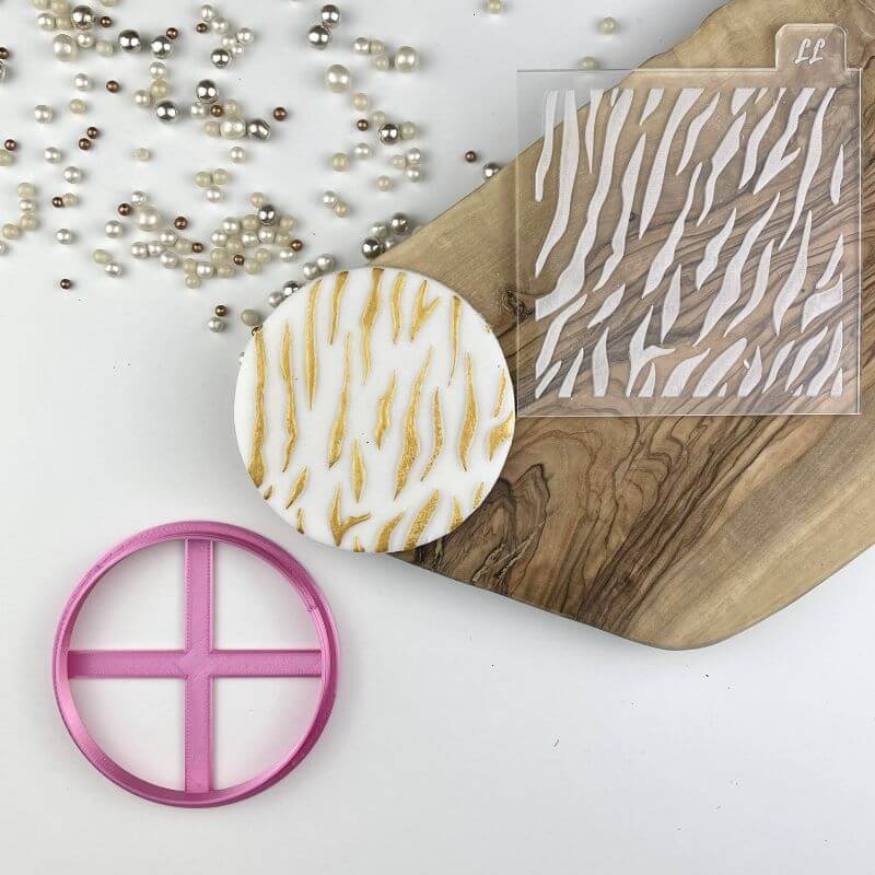 Tiger Animal Print Texture Tile Jungle Cookie Cutter and Embosser