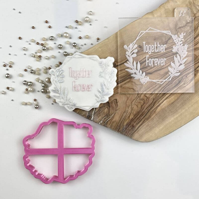 Together Forever Floral Hexagon Valentine's Cookie Cutter and Embosser