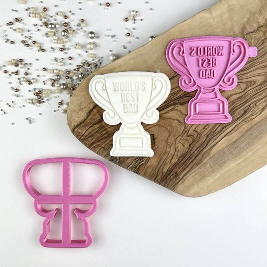 Trophy with World's Best Dad Father's Day Cookie Cutter and Stamp