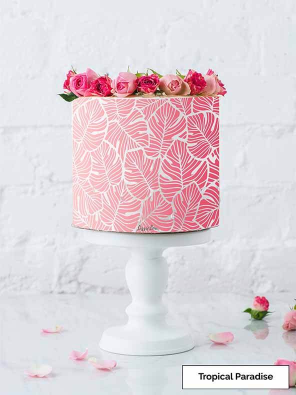 Tropical Paradise Cake Stencil - Full Size Design