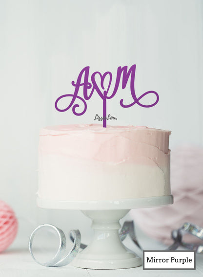 Custom Initials Heart Pretty Wedding Acrylic Shopify - Mirror Purple