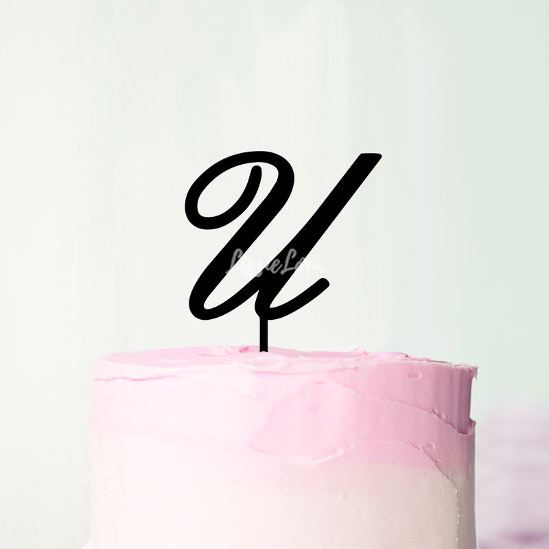 Wedding Initial Letter U Style Acrylic Cake Topper