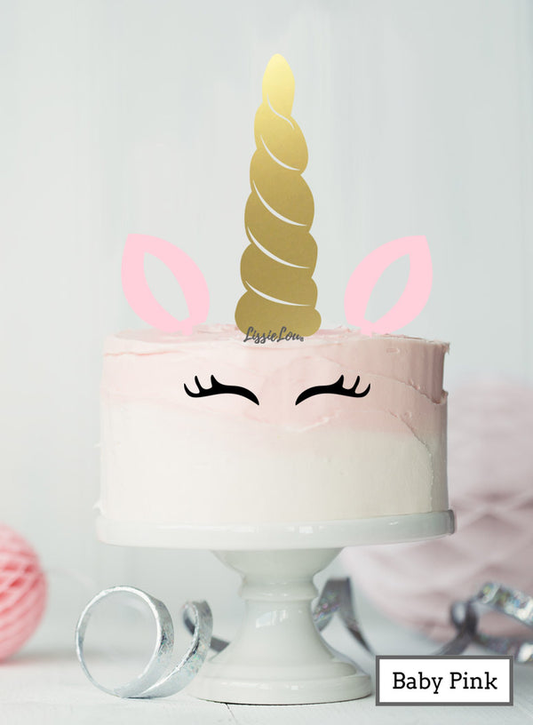 Unicorn Cake Kit Topper Set Premium 3mm Acrylic Mirror Gold and Light Pink