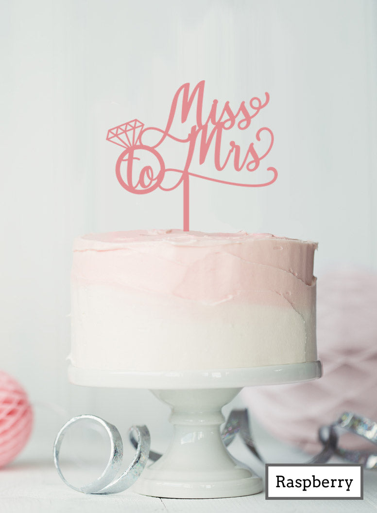 Miss to Mrs with Ring Hen Party Acrylic Shopify - Raspberry