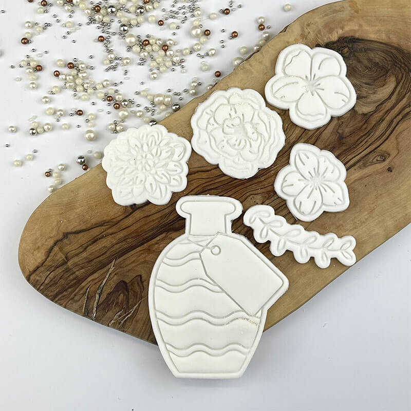 Vase Flower Set Cookie Cutters & Stamps