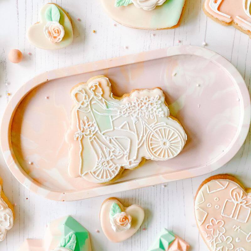 Man and Woman on Bicycle Wedding Cookie Cutter and Embosser