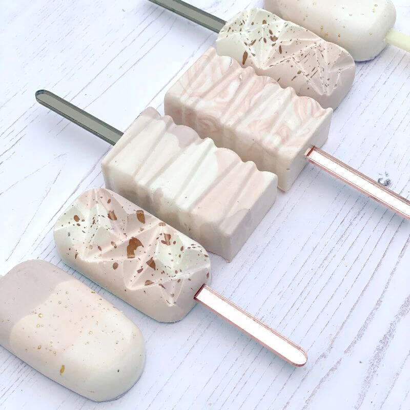 Mirror Rose Gold Acrylic Cakesicle Lollipop Sticks