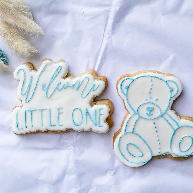 Sitting Teddy Bear Baby Shower Cookie Cutter and Embosser