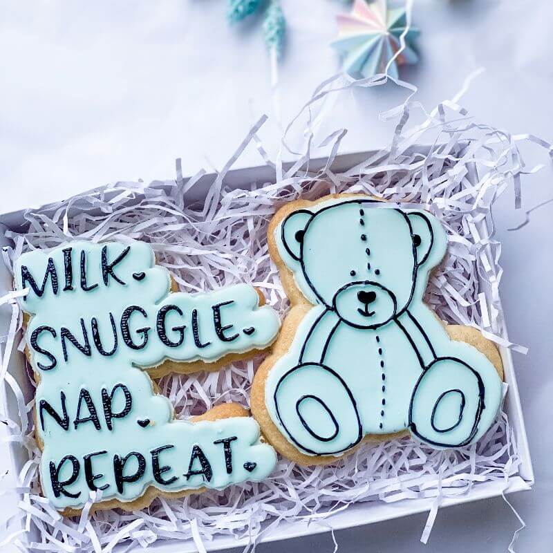 Sitting Teddy Bear Baby Shower Cookie Cutter and Embosser