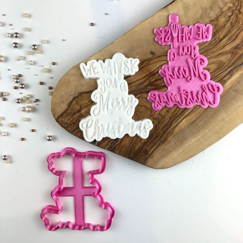 We Whisk You a Merry Christmas Cookie Cutter and Stamp