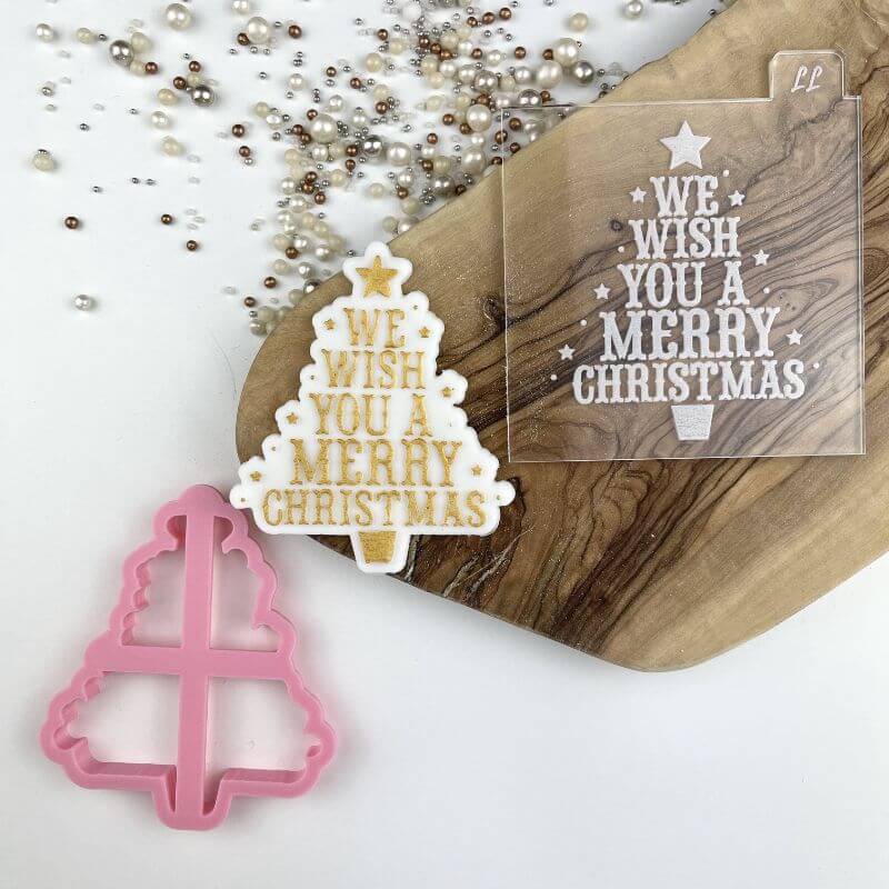 We Wish You a Merry Christmas Cookie Cutter and Embosser