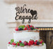 We're Engaged with Heart Cake Topper Glitter Card Black