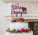 We're Engaged with Heart Cake Topper Glitter Card Dark Purple