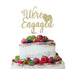 We're Engaged with Heart Cake Topper Glitter Card Gold