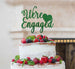 We're Engaged with Heart Cake Topper Glitter Card Green